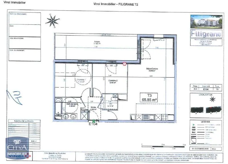 Photo 1 Appartement 3 pièces 65.85m²