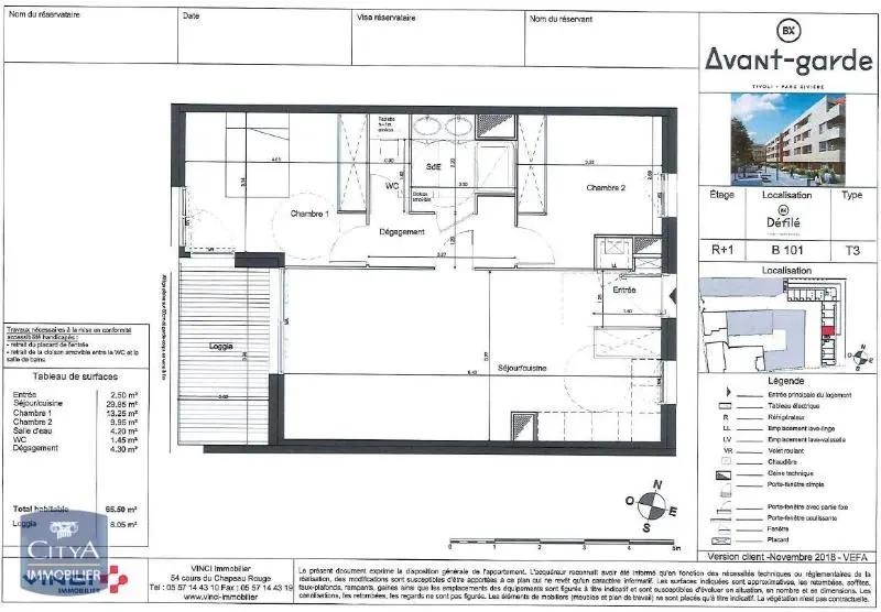 Photo 1 Appartement 3 pièces 65.5m²
