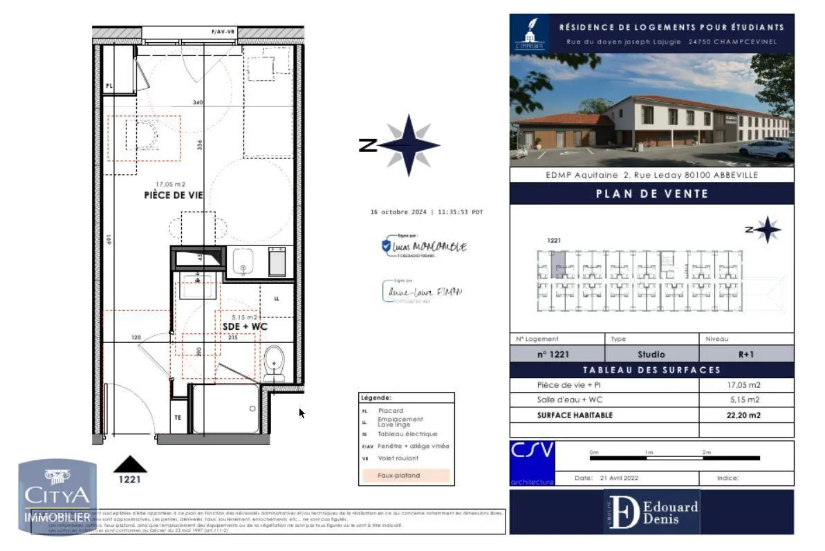 Photo 1 Appartement 1 pièce 22.2m²