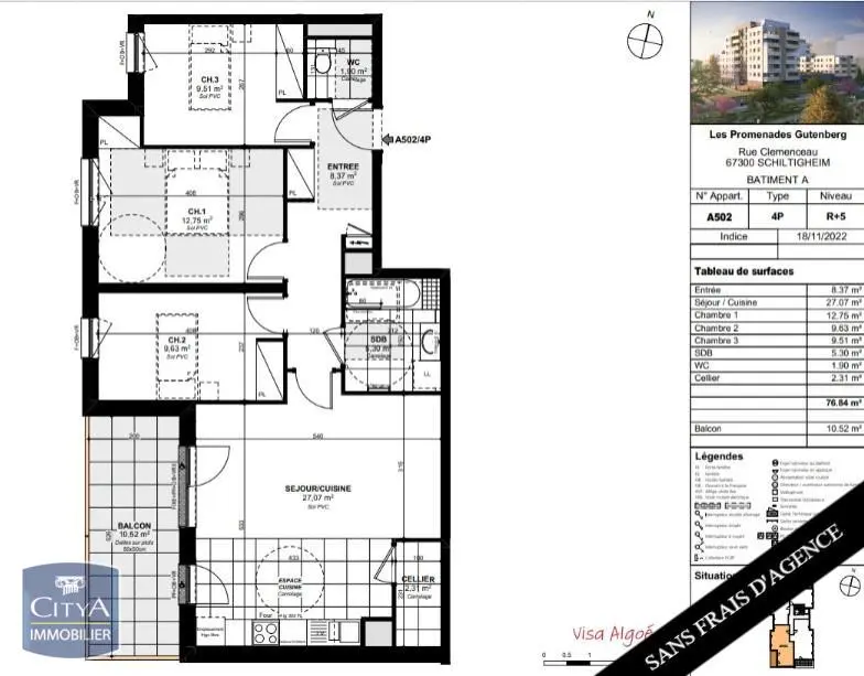 Photo 1 Appartement 4 pièces 76.84m²