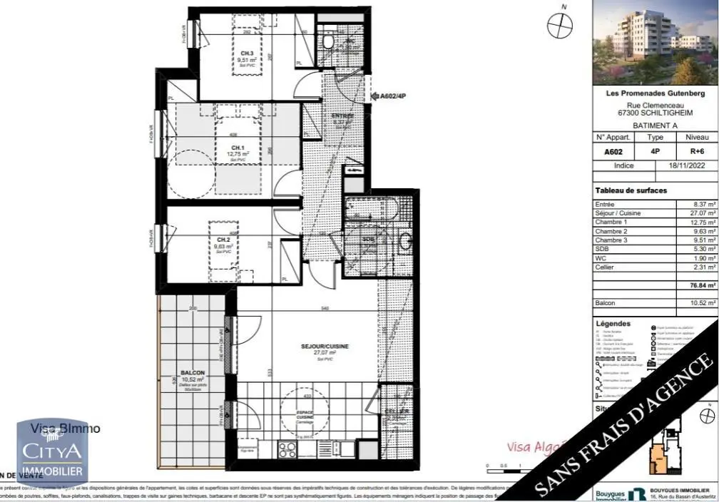 Photo 1 Appartement 4 pièces 76.84m²