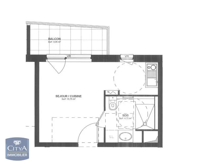 Photo 1 Appartement 1 pièce 20.08m²