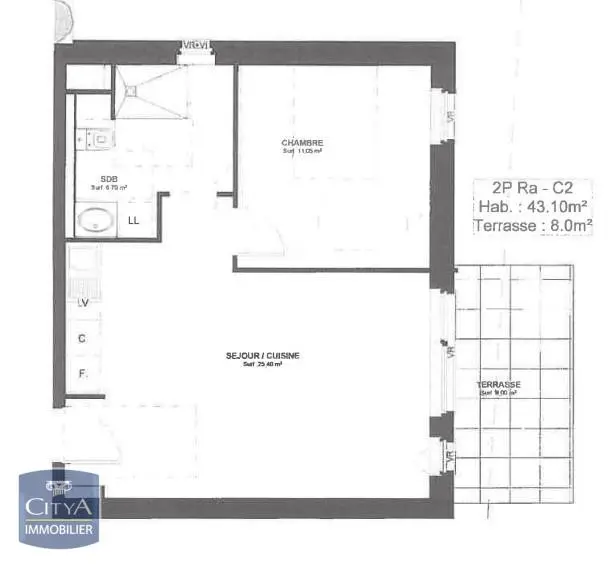 Photo 1 Appartement 2 pièces 43.05m²