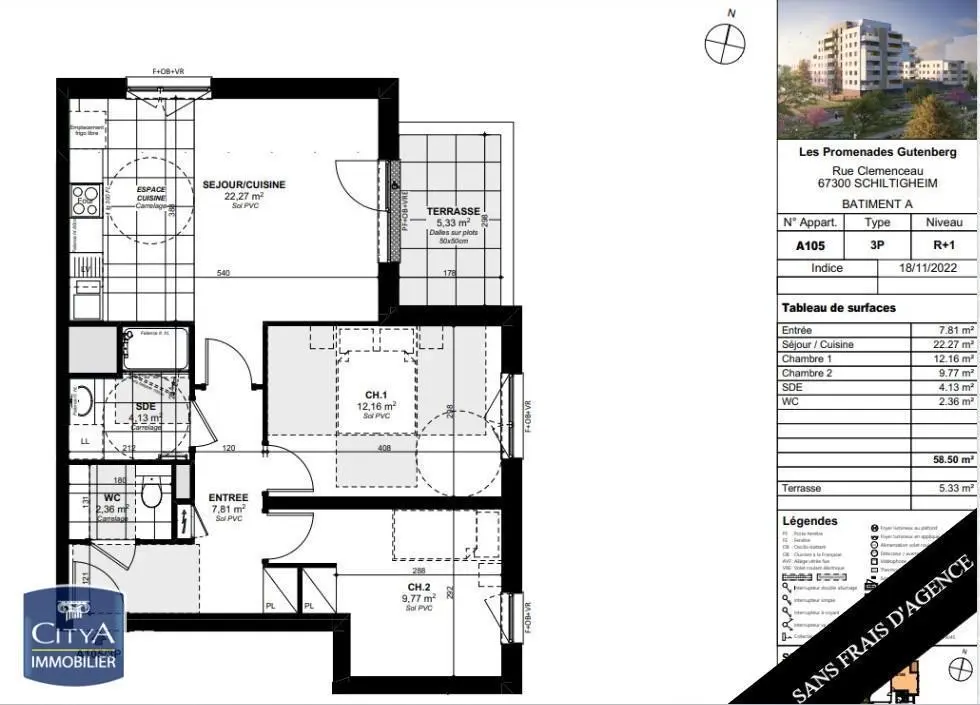 Photo 5 Appartement 3 pièces 58.5m²