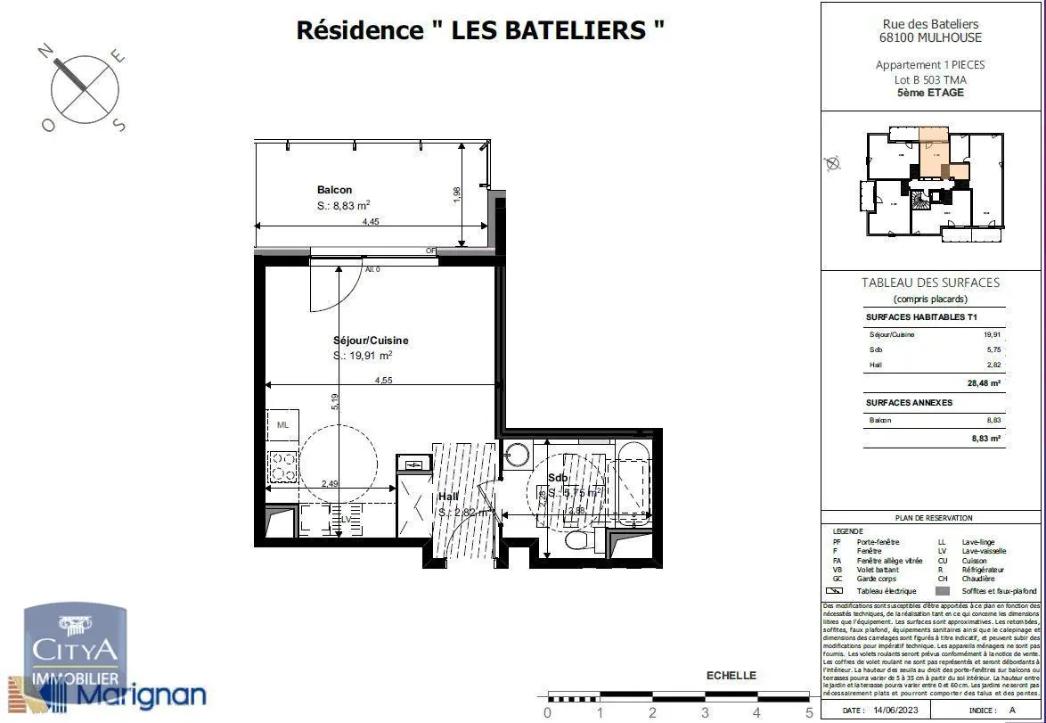 Photo 2 Appartement 1 pièce 28.48m²