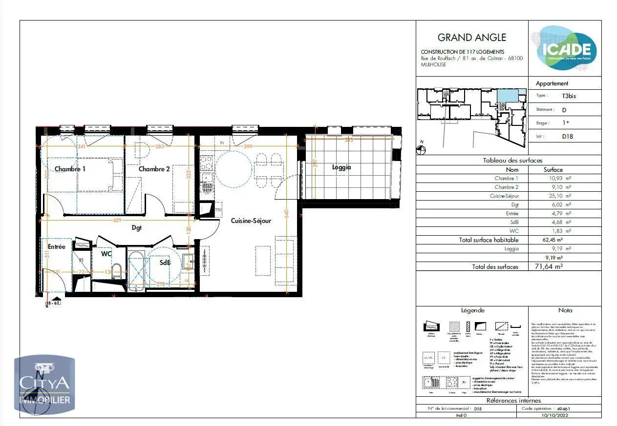 Photo 1 Appartement 3 pièces 60.78m²