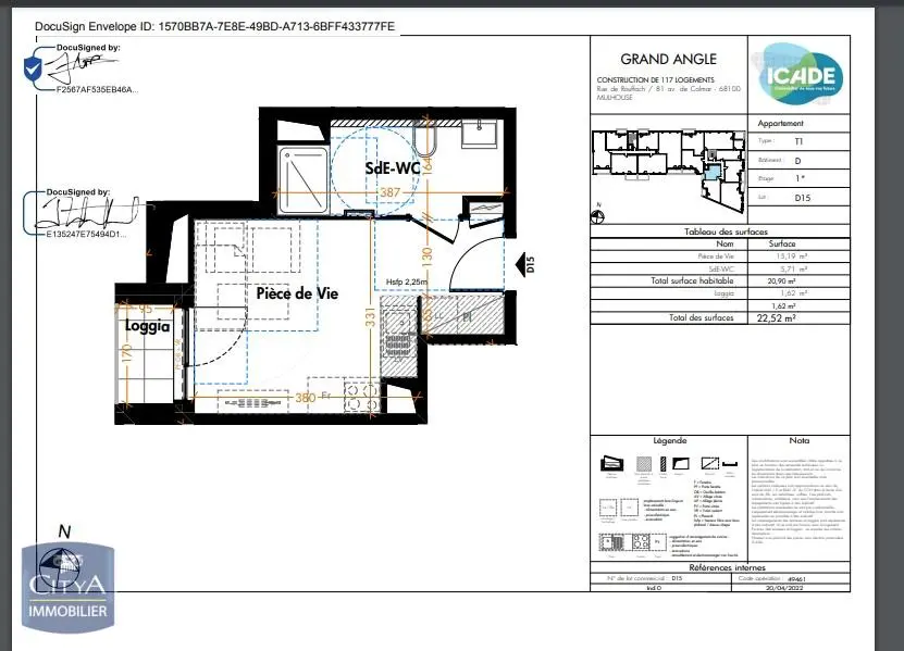 Photo 1 Appartement 1 pièce 22.52m²