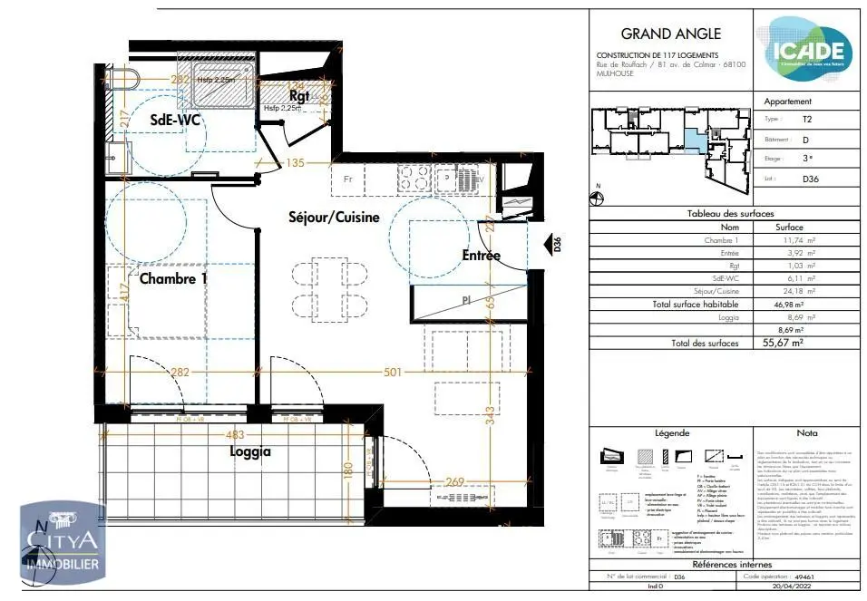 Photo 1 Appartement 2 pièces 46.98m²