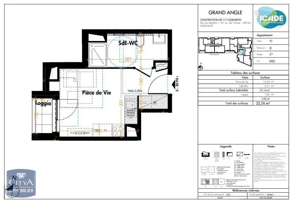 Photo 1 Appartement 1 pièce 21.14m²
