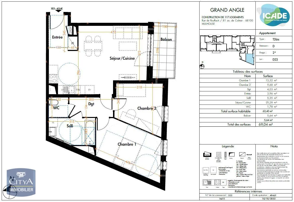 Photo 2 Appartement 3 pièces 63.4m²