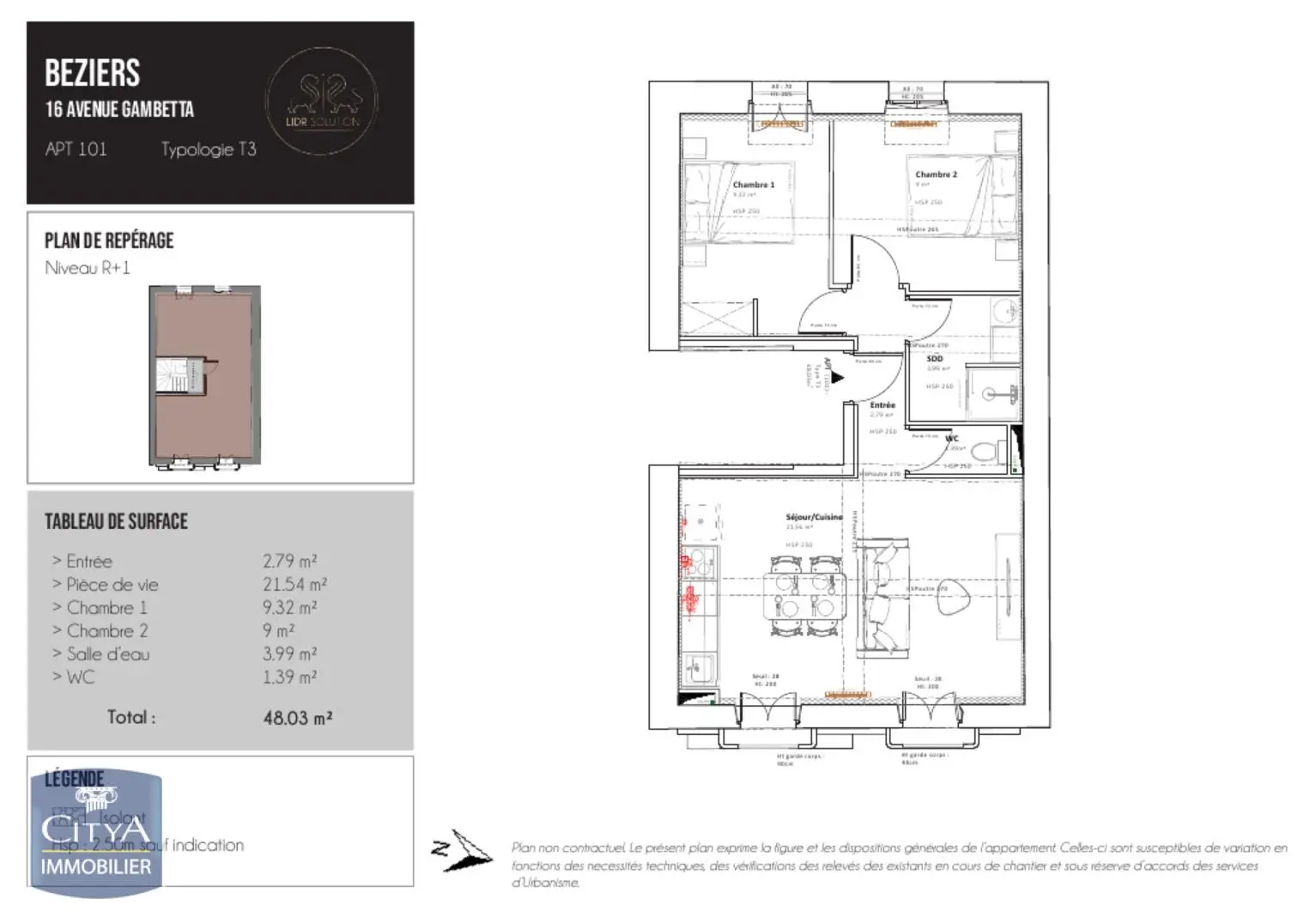 Photo 1 Appartement 3 pièces 48.03m²