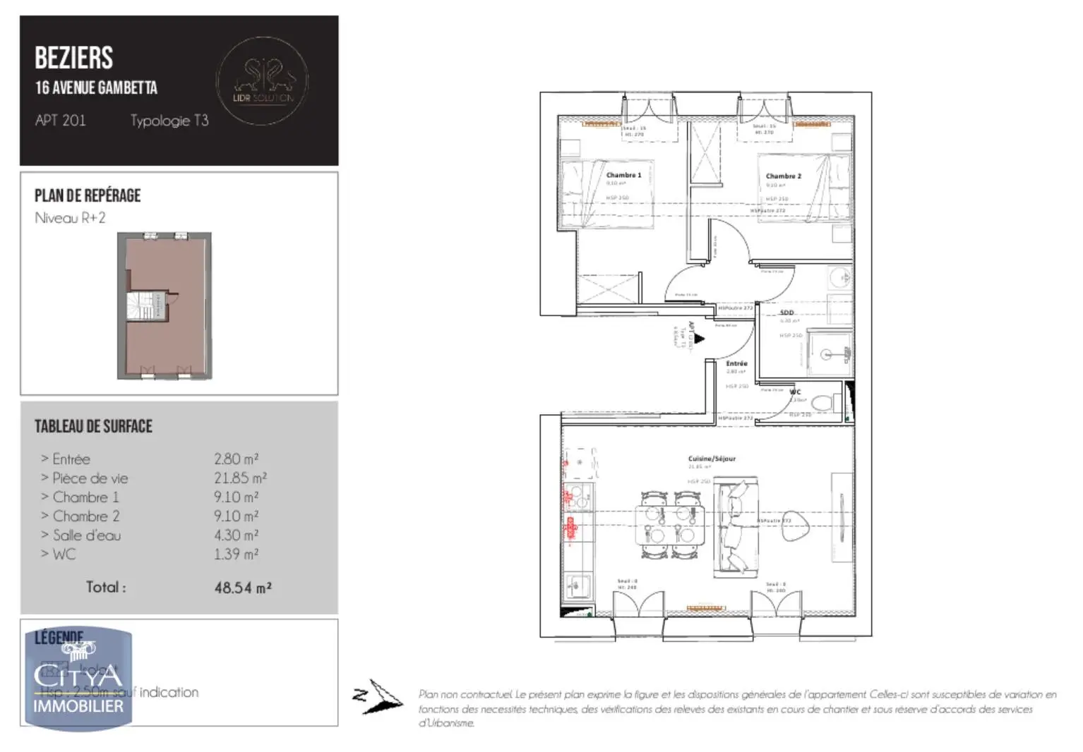 Photo 1 Appartement 3 pièces 48.54m²