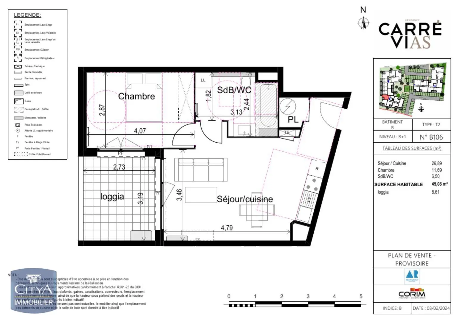 Photo 1 Appartement 2 pièces 45.08m²
