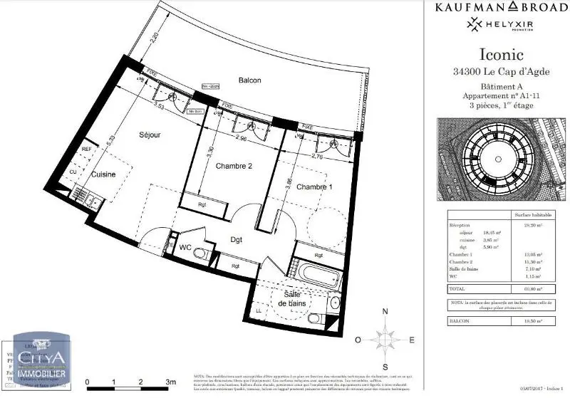 Photo 2 Appartement 3 pièces 60.8m²