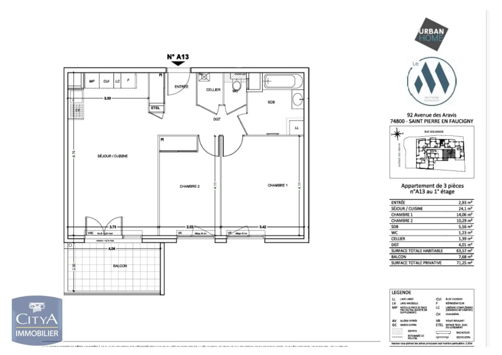 Photo 2 Appartement 3 pièces 63.57m²