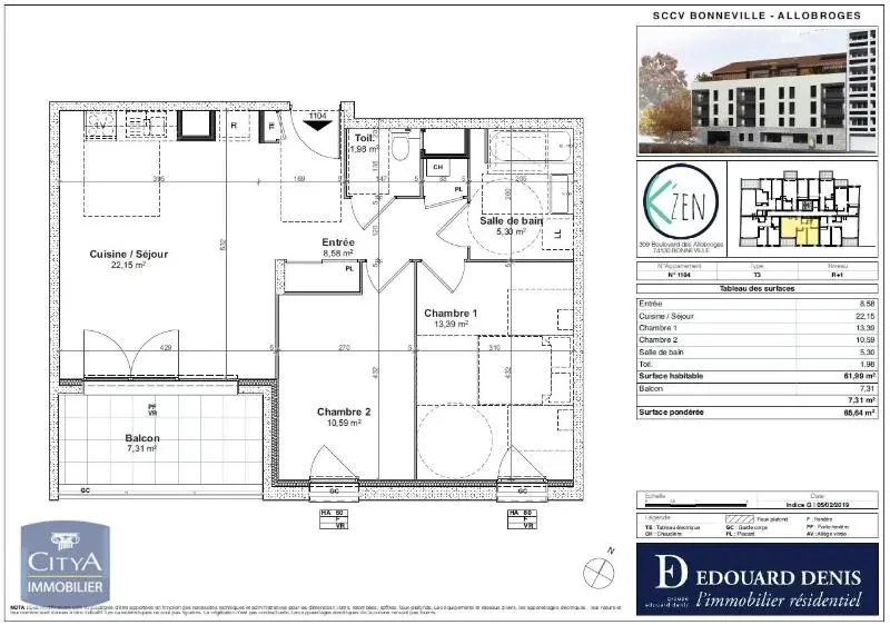 Photo 9 Appartement 3 pièces 61.99m²