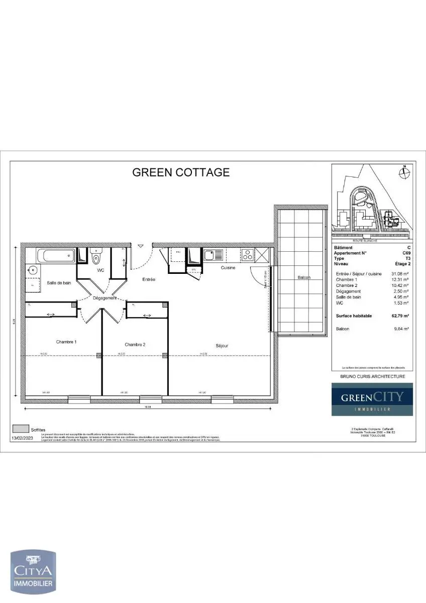 Photo 1 pour Appartement 3 pièces 62.79m² Photo 1 Appartement 3 pièces 62.79m²