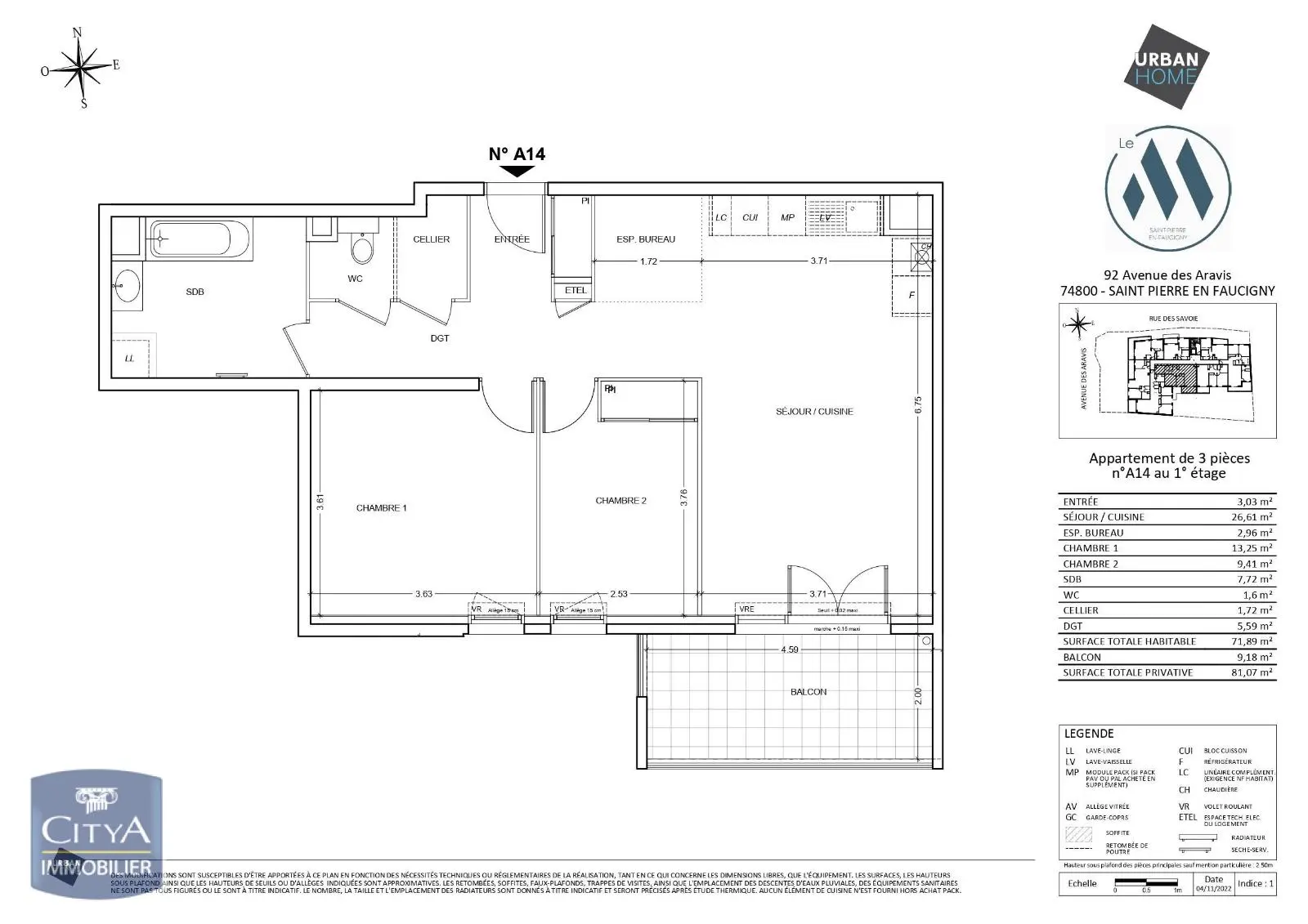 Photo 2 Appartement 3 pièces 71.89m²