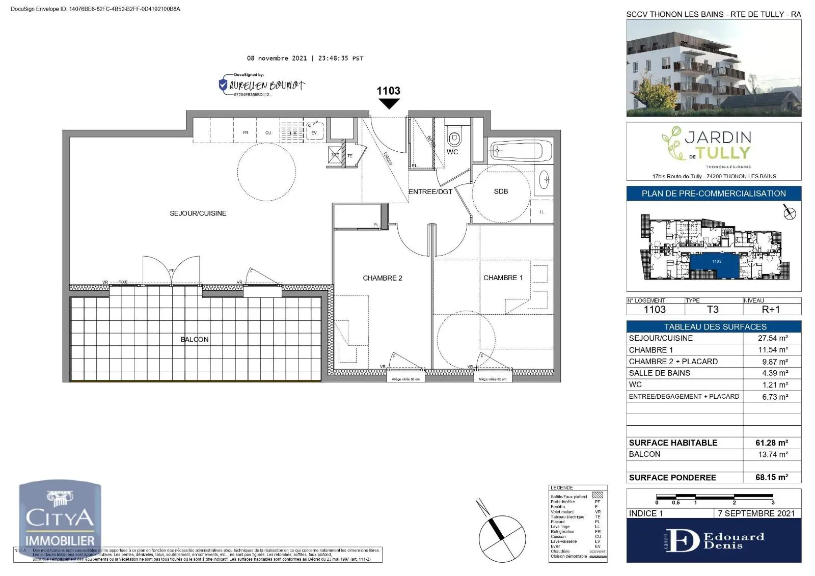 Photo 1 pour Appartement 3 pièces 61.28m² Photo 1 Appartement 3 pièces 61.28m²