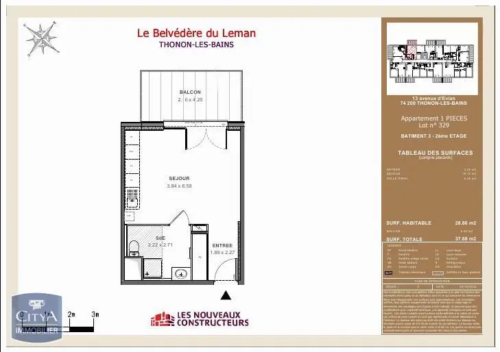 Photo 2 Appartement 1 pièce 28.86m²