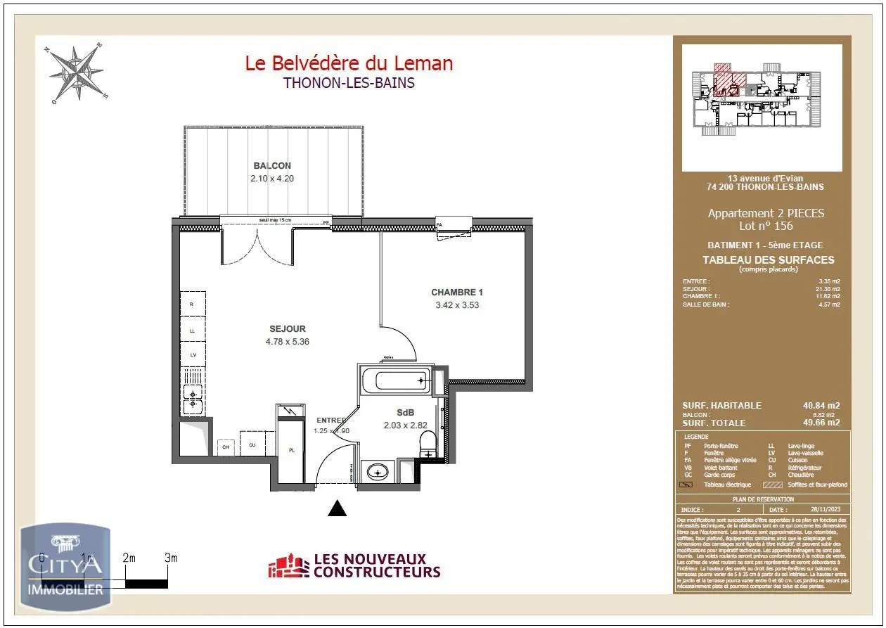 Photo 2 Appartement 2 pièces 40.84m²