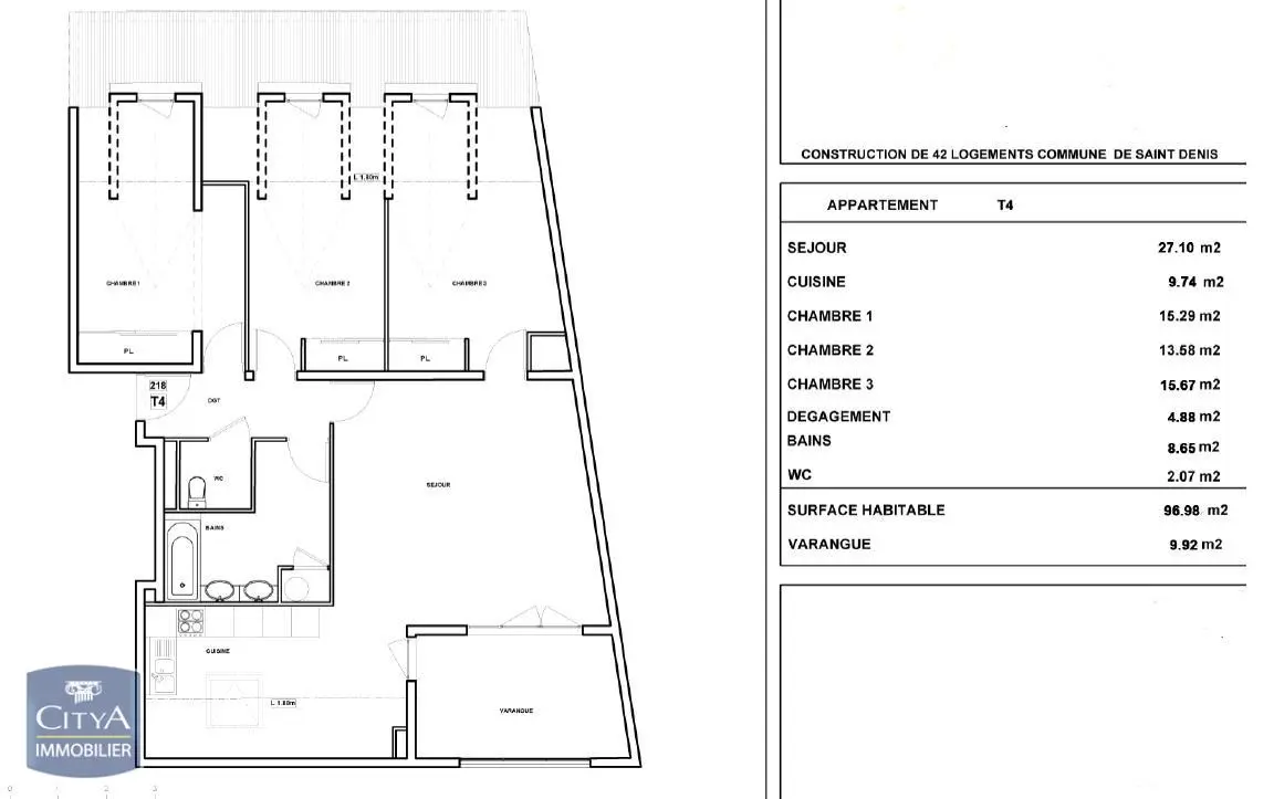 Photo 2 Appartement 4 pièces 98.97m²