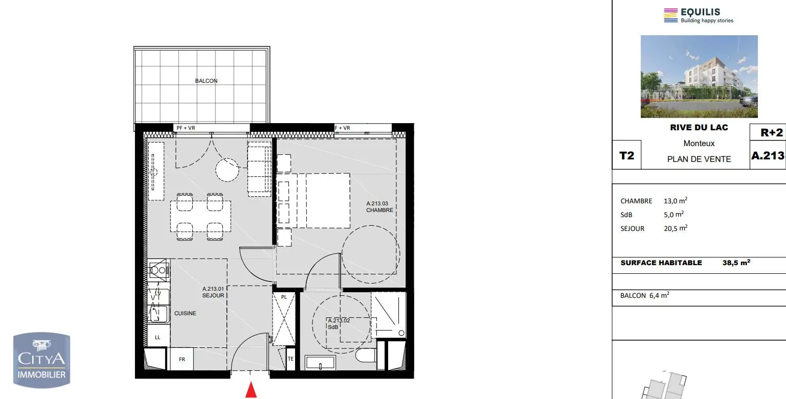 Photo 10 pour Appartement 2 pièces 38.5m² Photo 10 Appartement 2 pièces 38.5m²