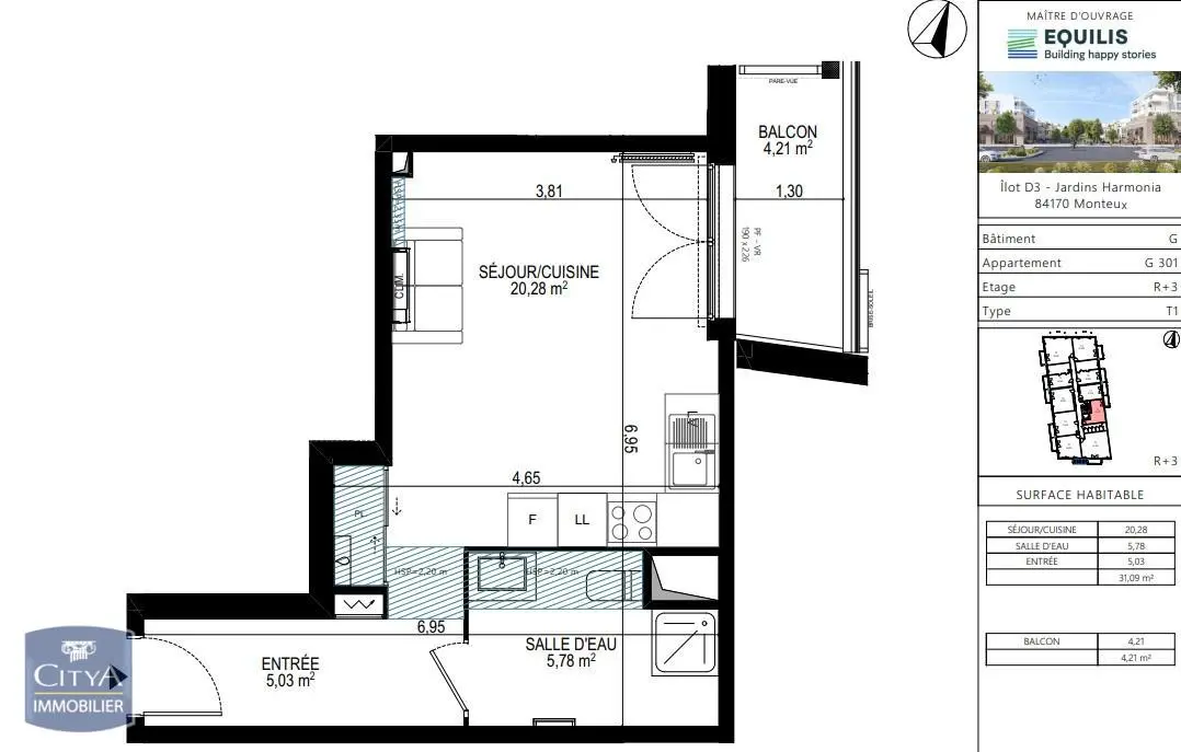 Photo 4 Appartement 1 pièce 31.09m²