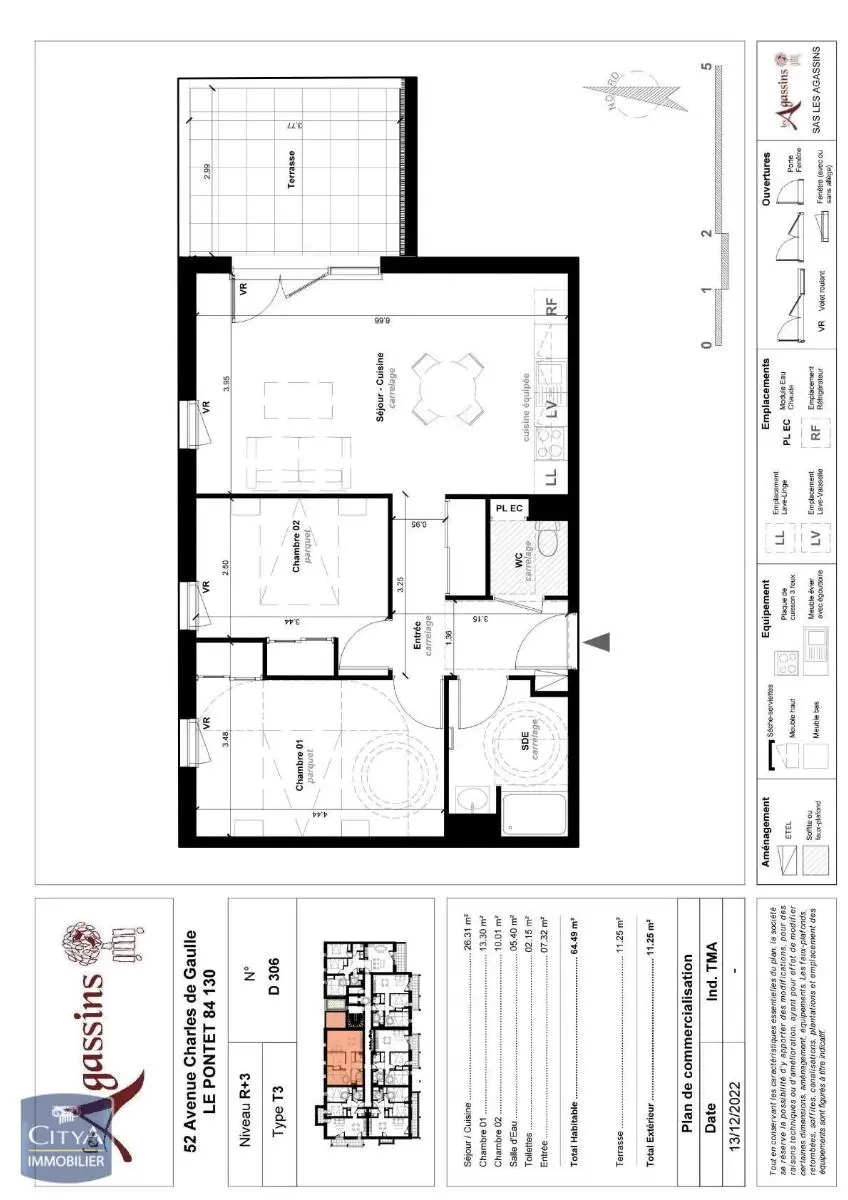 Photo 1 Appartement 3 pièces 64.49m²