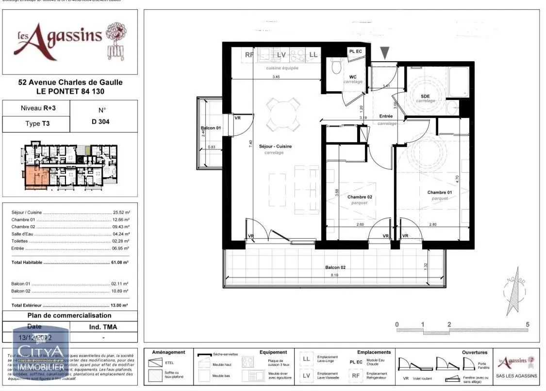 Photo 2 Appartement 3 pièces 61.08m²