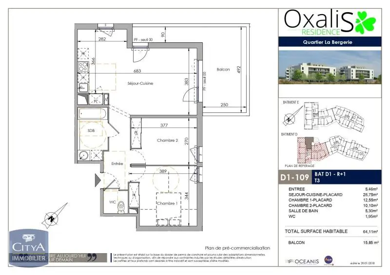 Photo 1 Appartement 3 pièces 64.11m²