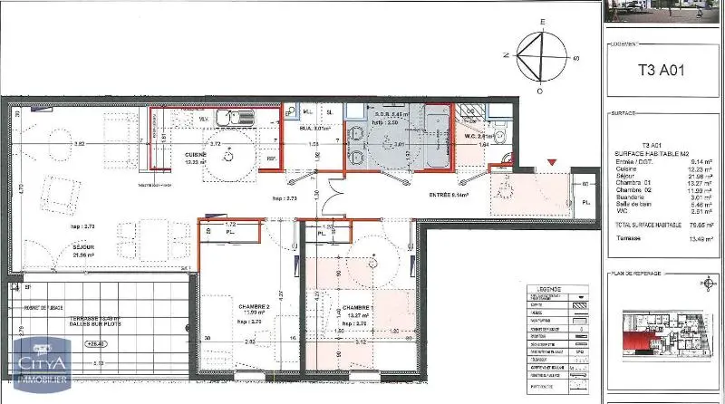 Photo 1 Appartement 3 pièces 79.67m²
