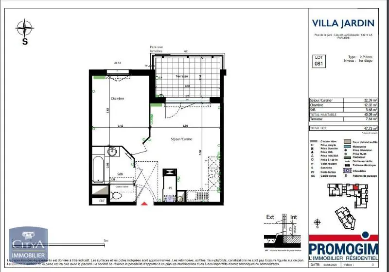 Photo 2 Appartement 2 pièces 40.09m²