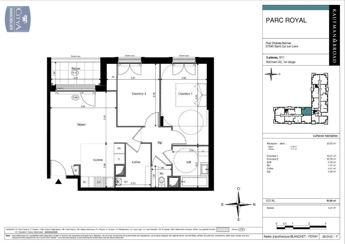 Photo 2 Appartement 3 pièces 62.01m²