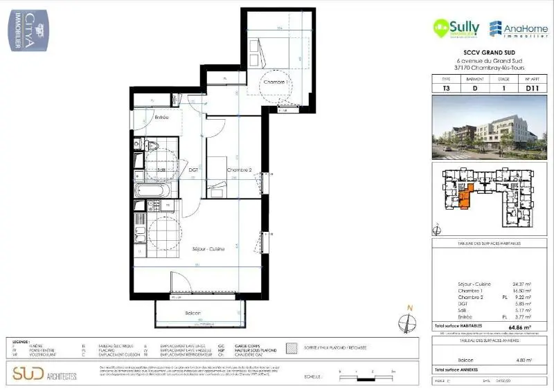 Photo 9 Appartement 3 pièces 64.86m²