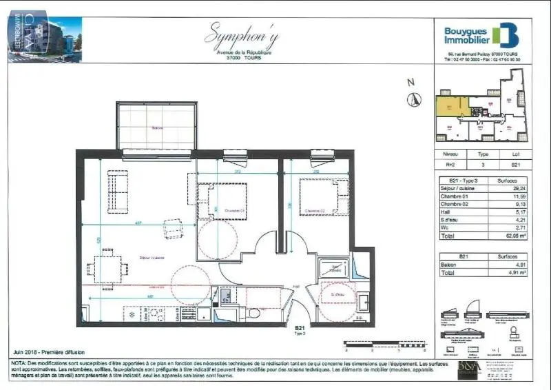Photo 1 Appartement 3 pièces 62.05m²