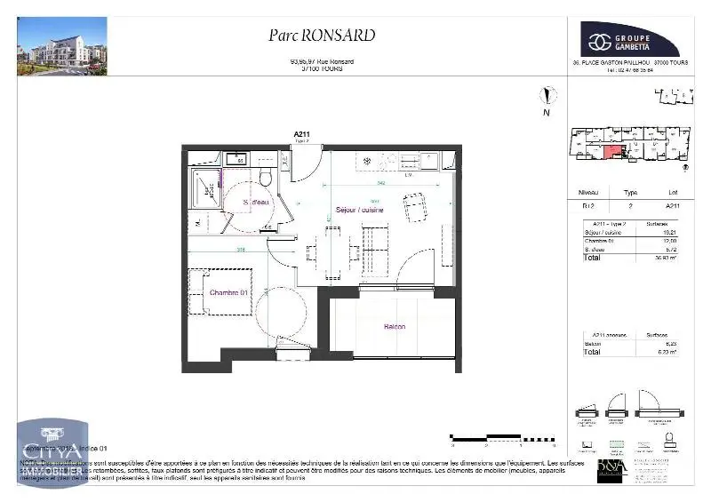 Photo 2 Appartement 2 pièces 36.93m²