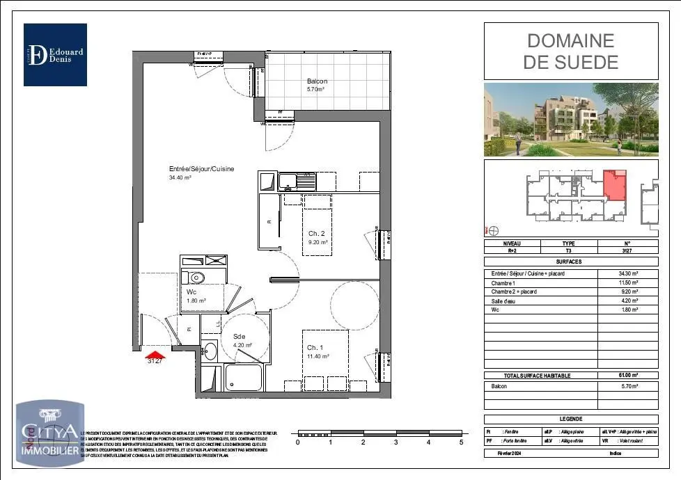 Photo 2 Appartement 3 pièces 61m²