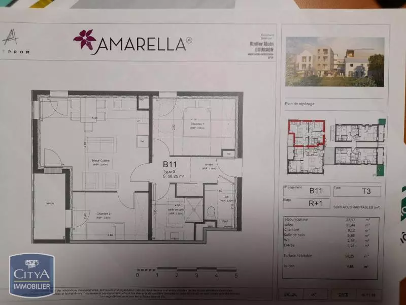 Illustration pour Appartement 3 pièces 58.25m² Photo Appartement 3 pièces 58.25m²