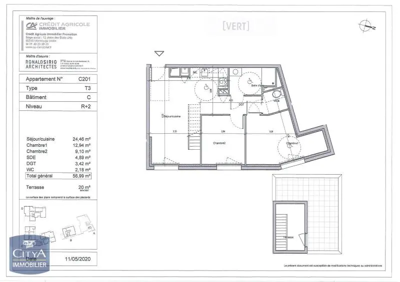 Photo 2 Appartement 3 pièces 56.99m²
