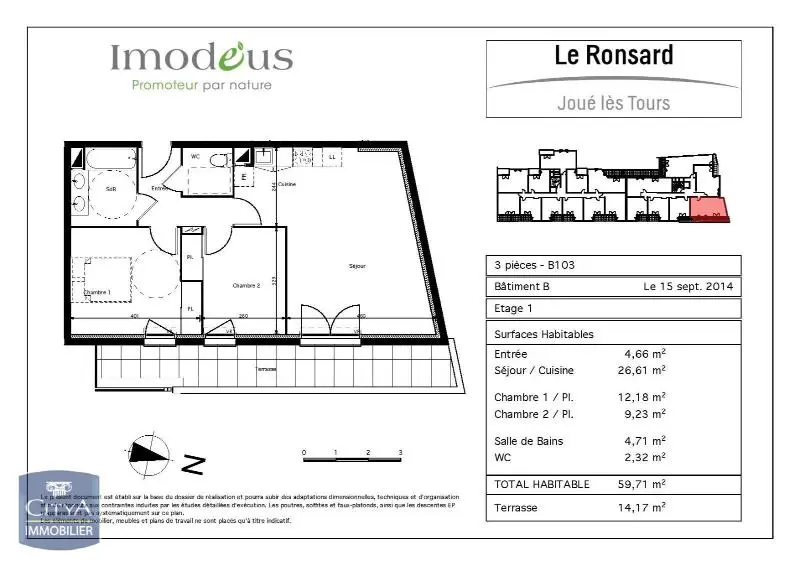 Photo 8 Appartement 3 pièces 59.71m²