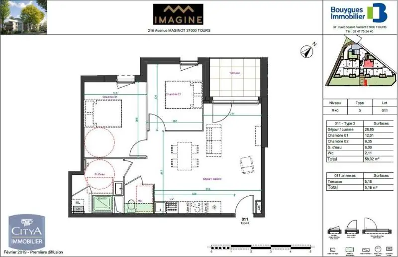 Photo 8 Appartement 3 pièces 58.32m²