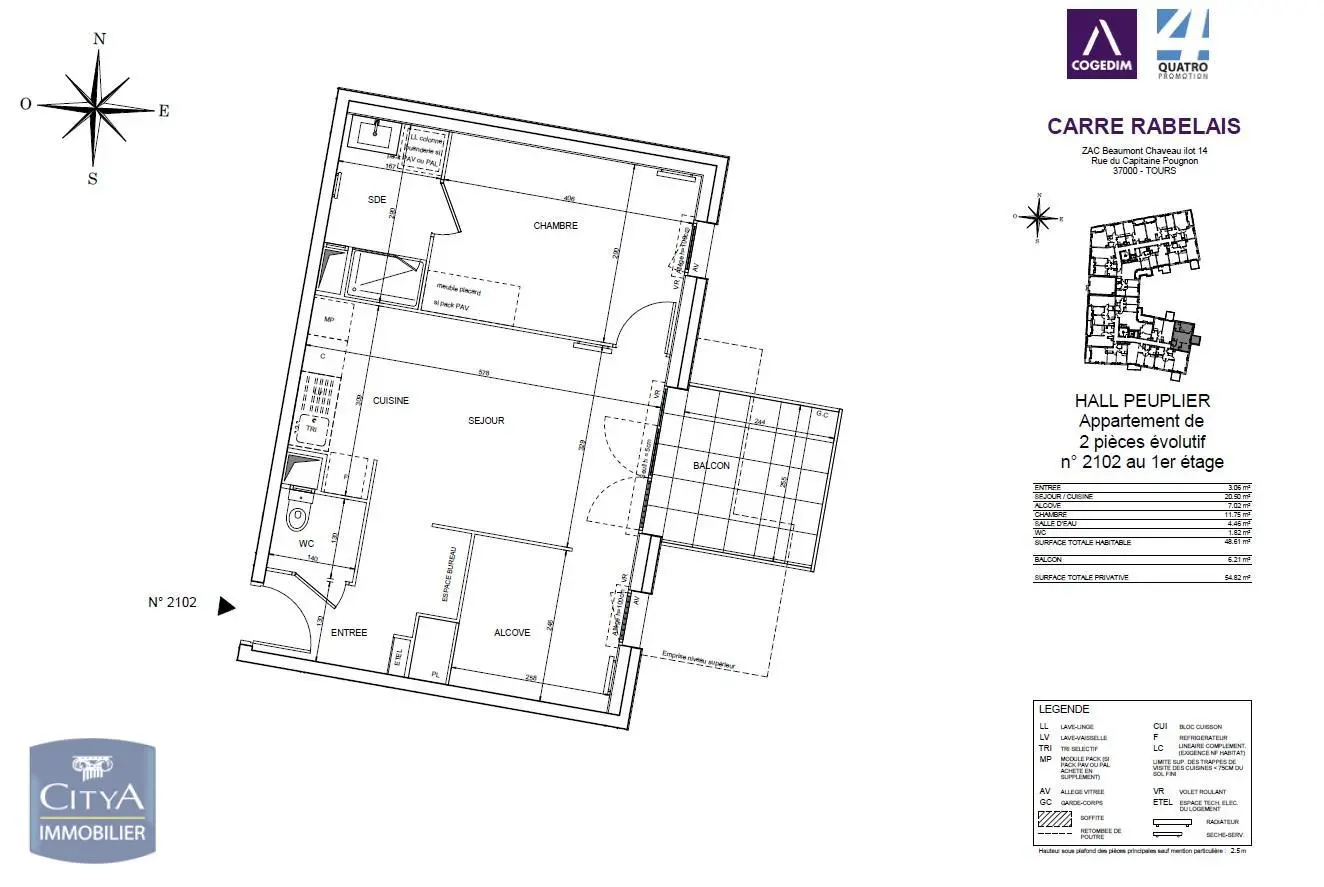 Photo 1 Appartement 2 pièces 48.61m²