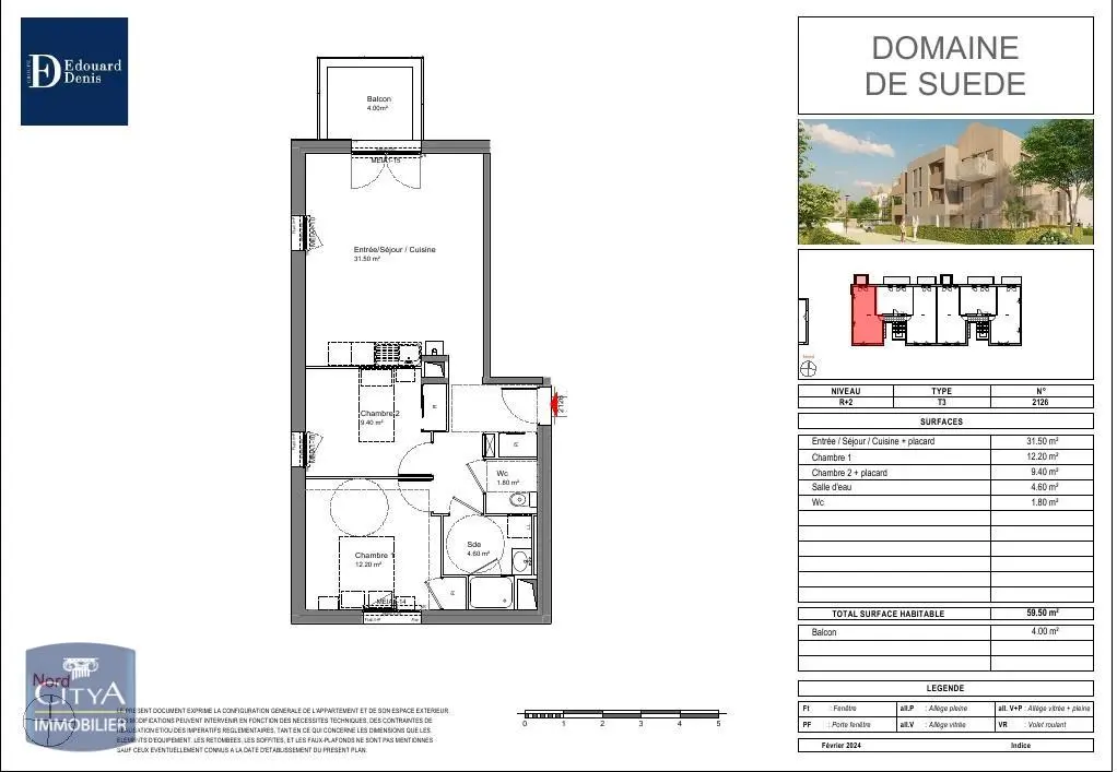 Photo 1 Appartement 3 pièces 59.5m²
