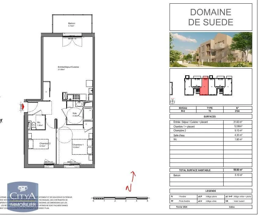 Photo 4 Appartement 3 pièces 59.8m²