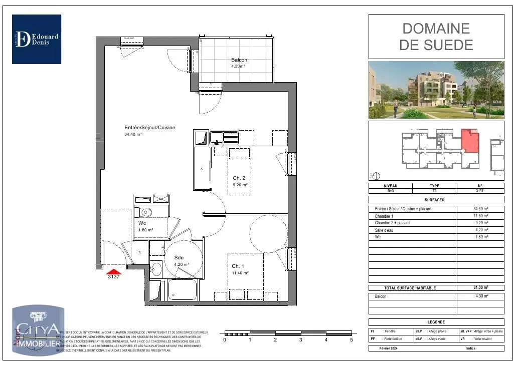 Photo 2 Appartement 3 pièces 61m²