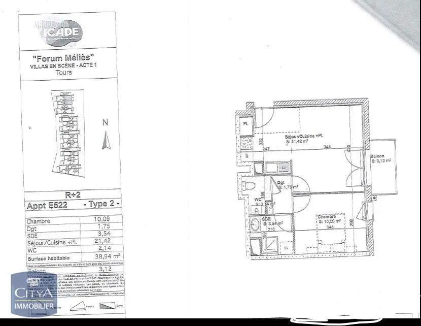 Photo 2 Appartement 2 pièces 38.94m²