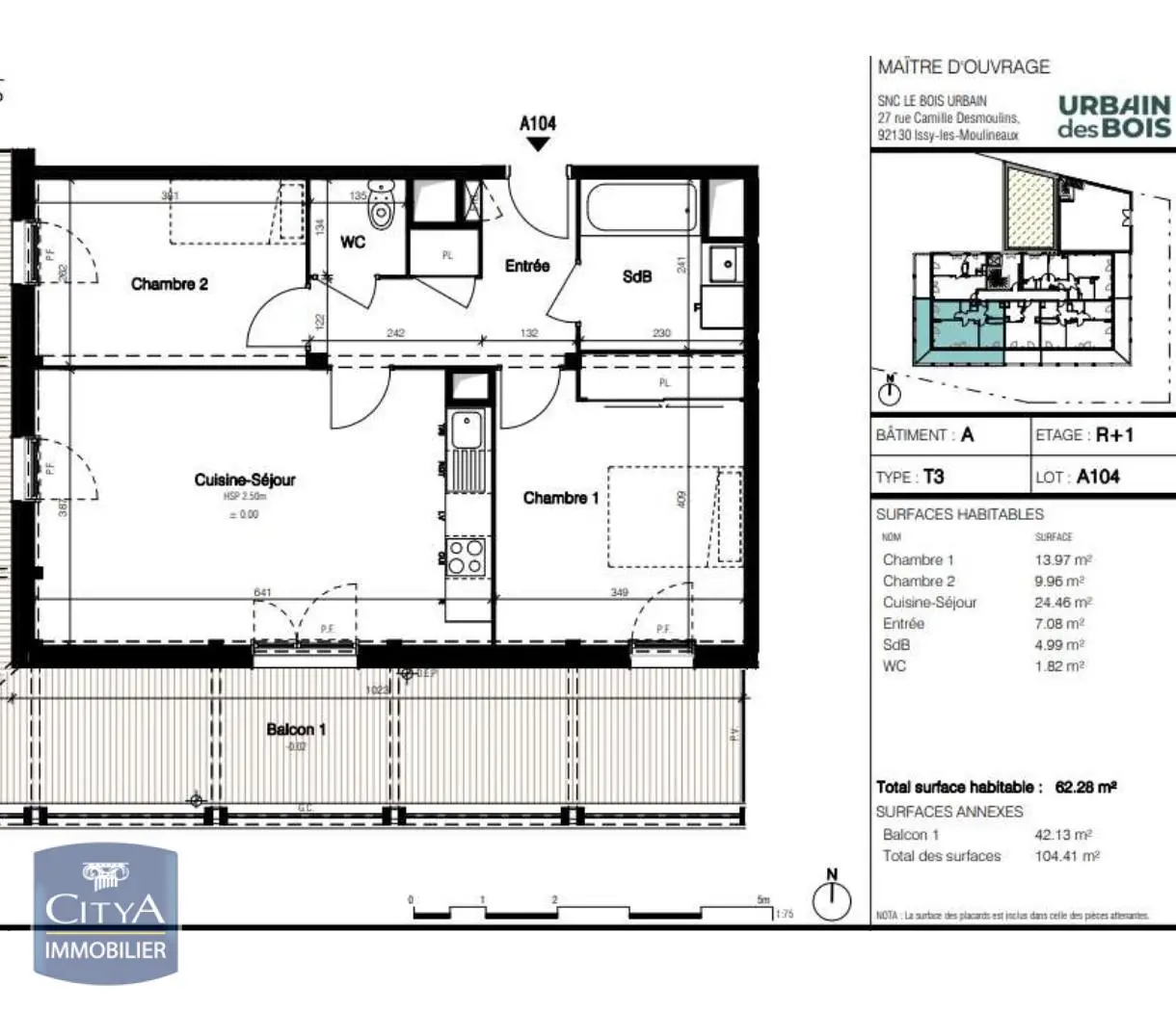 Photo 2 Appartement 3 pièces 62.28m²