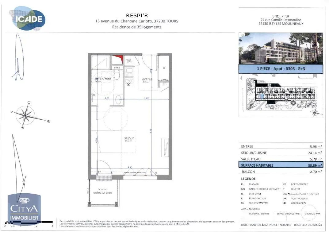 Photo 3 Appartement 1 pièce 35.89m²