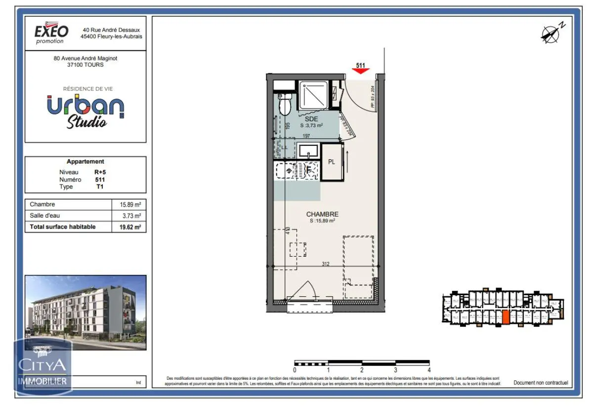 Photo 6 Appartement 1 pièce 19.62m²